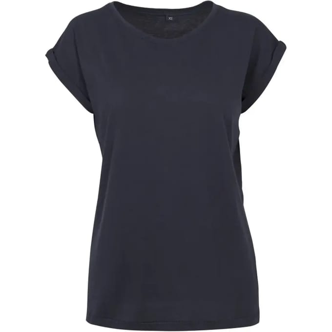 Build Your Brand - Extended Shoulder Dames T-shirt - Navy maat M