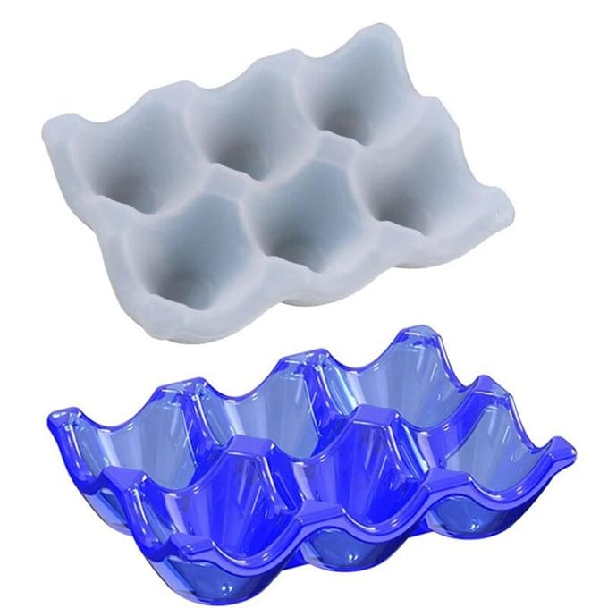 Support de stockage d'œufs à 6 compartiments, moule en Silicone, trous d'œufs, plateau de support, boîte de conteneur, moule époxy, bricolage artisanal white