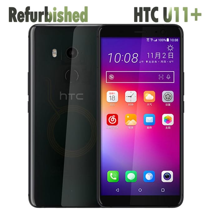 Gereviseerde HTC U11+ 6.0  4GB RAM 64GB ROM Mobiele Telefoon met Enkele SIM/Dubbele SIM 4GB+64GB Simple Set zwart