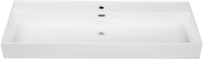 Saniclass Legend wastafel - 120.5x47x16cm - 1 kraangat - glans wit