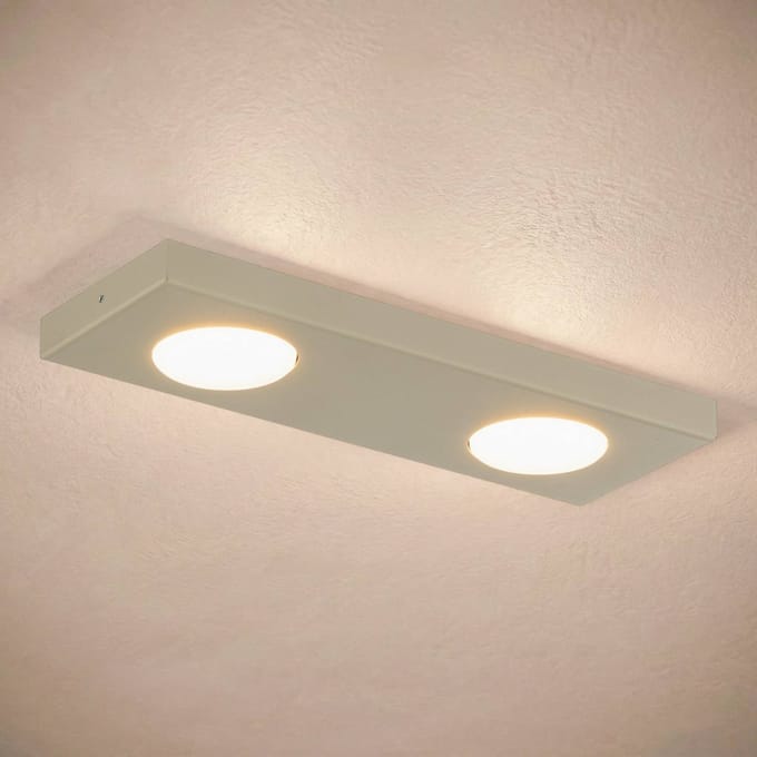 SIGMA Plafondlamp Hero, grijs-beige, 2-lamps, 35 x 12 cm, metaal, GX53