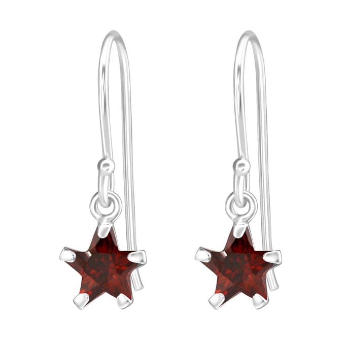 Amanto Oorbellen Caelis Red - 925 Zilver E-Coating - Ster - 6x25mm