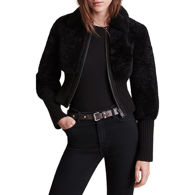 AllSaints Adria Shearling Bomb Black Taglia: XS | Bomber Outlet | Donna | Nero