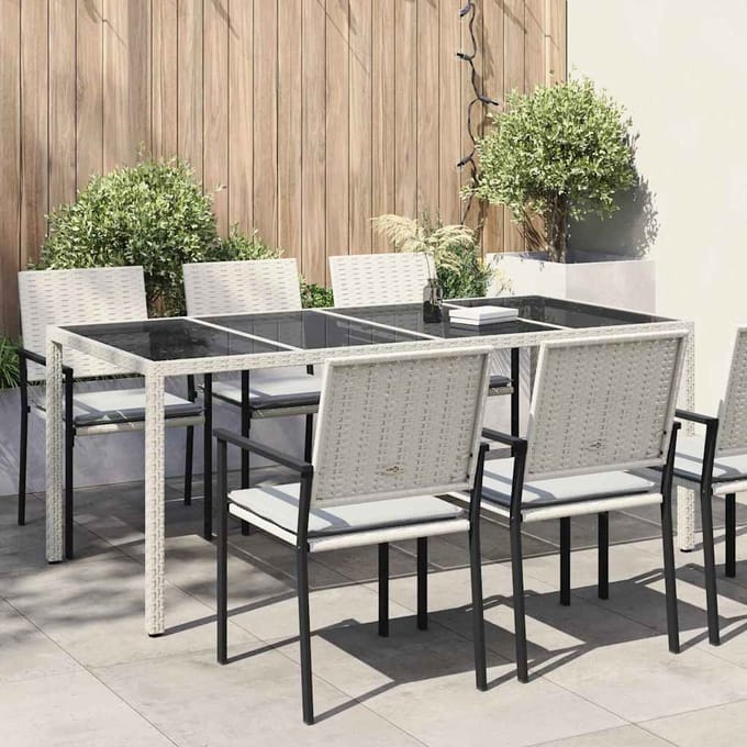 vidaXL Tuin Tafel Wit 190 x 90 x 75 cm poly rattan