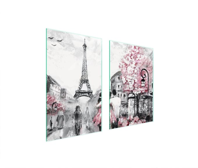 TMK ArtDeko - Beschermplaat Glas - 65x52 cm - Parijs - Veelkleurig