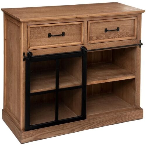 Atmosphera Danik Dressoir - Hout en Glas, 1 Deur, 2 Lades