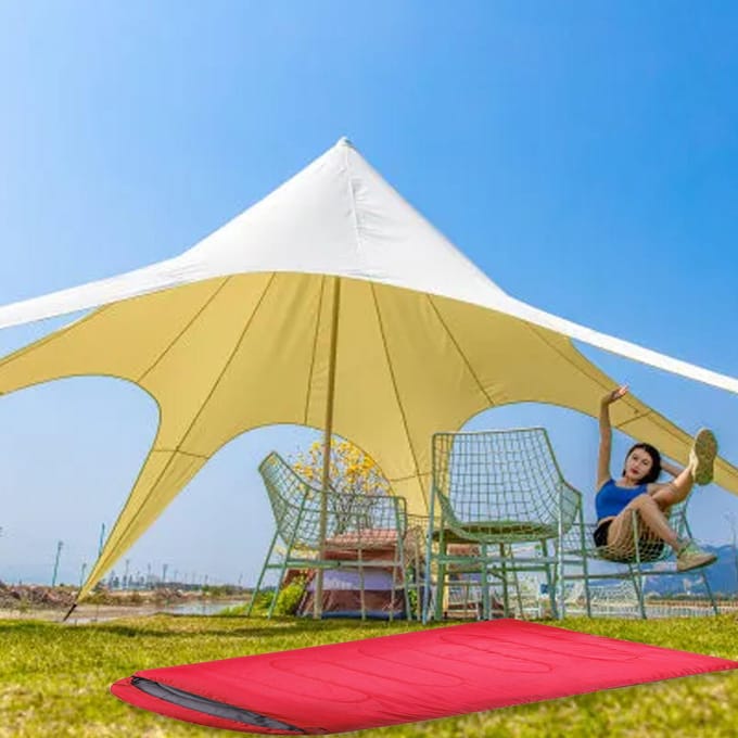 Camping Slaapzak met Capuchon Envelopstijl Comfortabel Warm voor Backpacken Reizen Buiten red