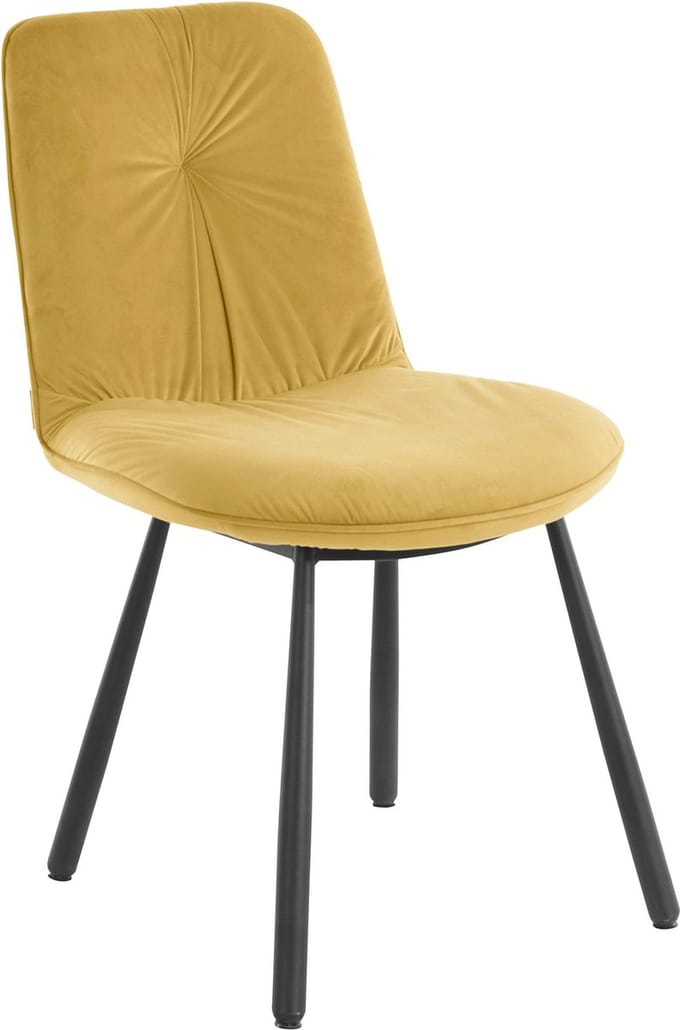 Meryl-Eetkamerstoel - Geel Fluweel - Set van 2