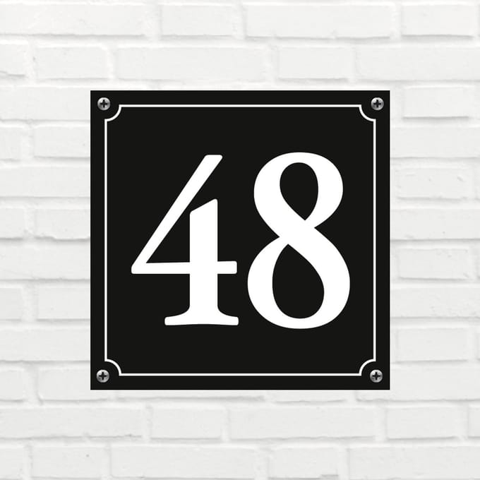 Huisnummerbord Mat zwart Deluxe - Nummer 48 - incl. bevestiging