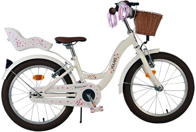 Volare Blossom Kinderfiets - Meisjes - 18 inch - Wit - Twee handremmen