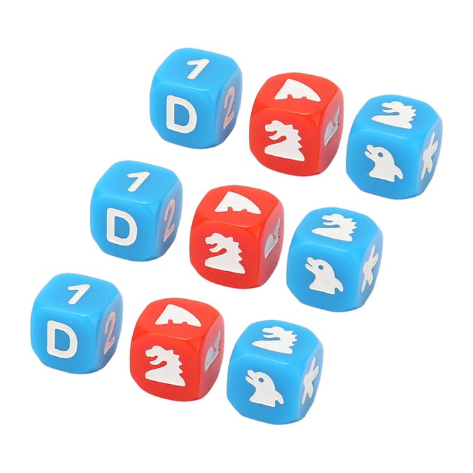 9 PCS Dés à 6 Faces Dessin Animé Imperméable Léger Dés Amusants pour Jeux Interactifs Divertissement Éducatif blue