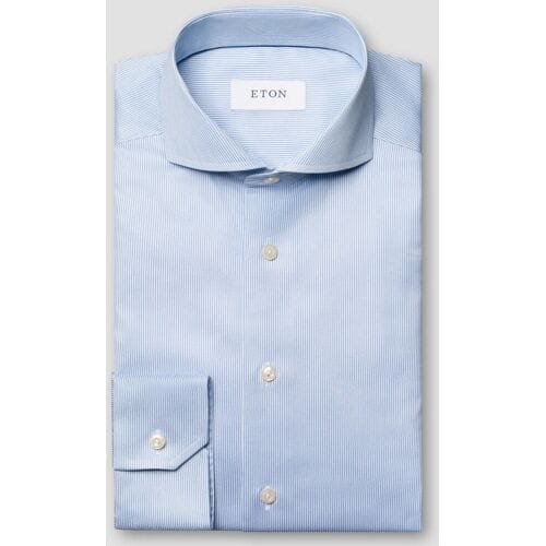Eton Overhemd Fine Stripe Pattern Signature Twill Licht Blauw / male