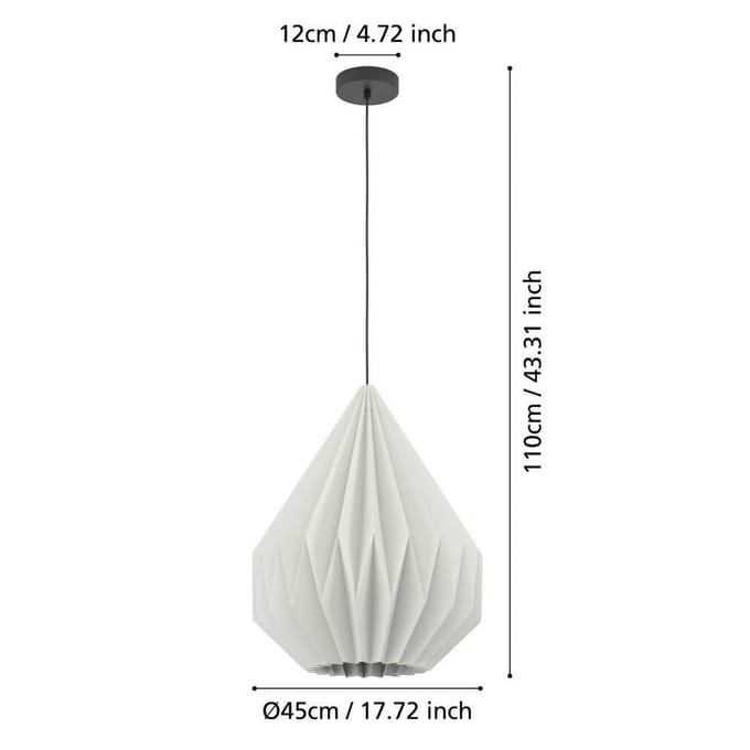 EGLO Minting Hanglamp - E27 - Ø 45 cm - Wit - Papier