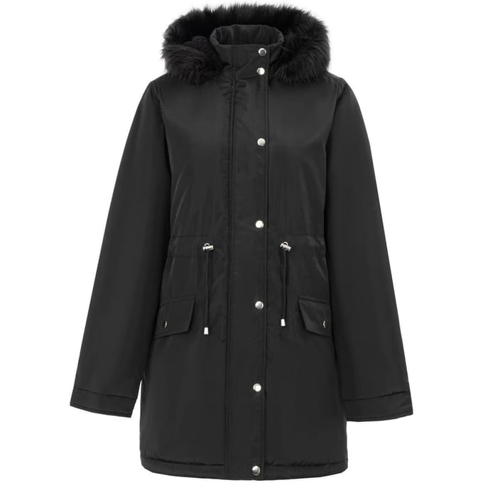 Miso Dames Hooded Full Zip Parka (Zwart)