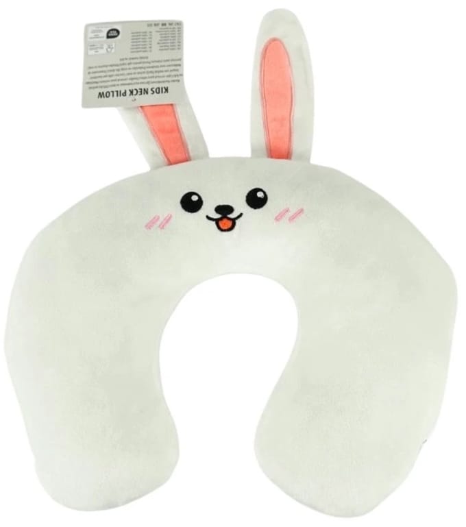 Reiskussen - Nekkussen voor kinderen en volwassenen - Konijn - Wit - 33 cm