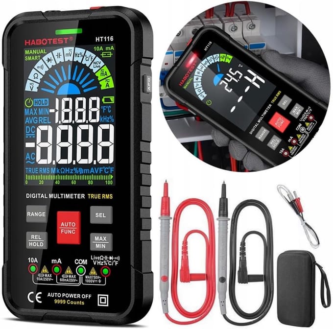 Digitale Multimeter - Universele Tester - Elektrische Metingen - True RMS Waarden - Compact Formaat - Zwart