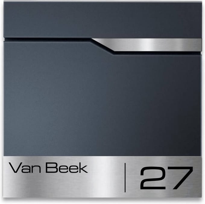 BR1 Brievenbus antraciet met naam en huisnummer 37x37x10,5cm