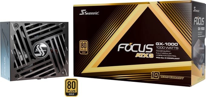 Seasonic FOCUS GX-1000 Voeding - 1000 Watt - 135 mm - ATX 3.1 - 80 Plus 80 PLUS Gold