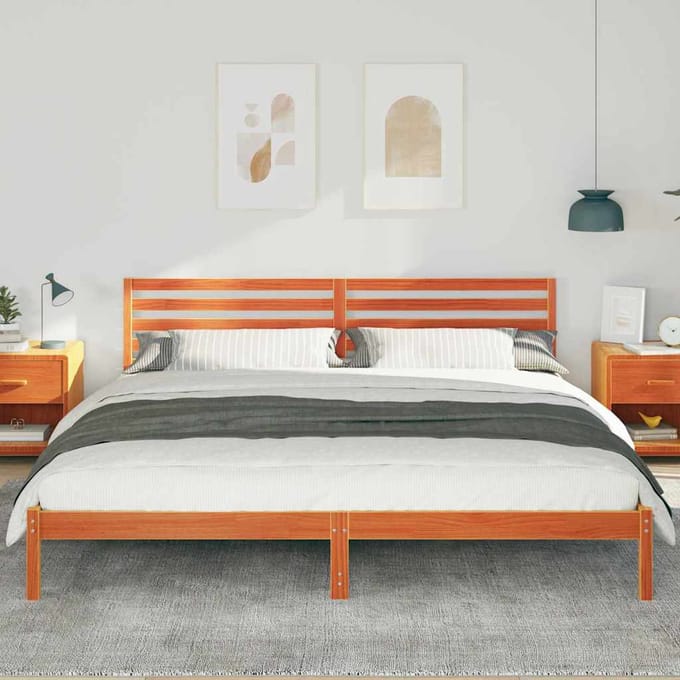 vidaXL - Bedframe - Wasbruin - 200 - x - 210 - cm - Massief - grenenhout
