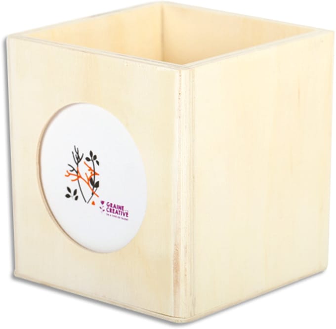 Graine Creative houten pennenbak - fotolijst - 10x10x10 cm - multicolor.