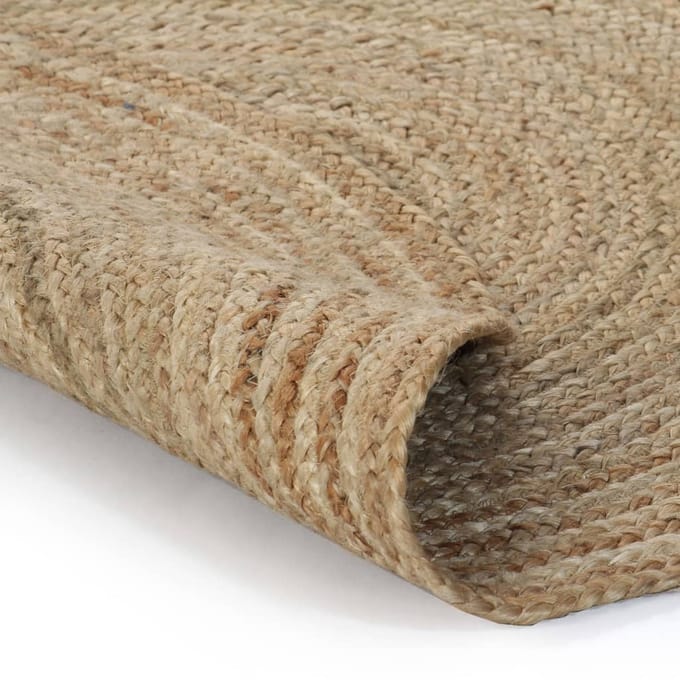 vidaXL - Tapijt - rond - 90 - cm - gevlochten - jute