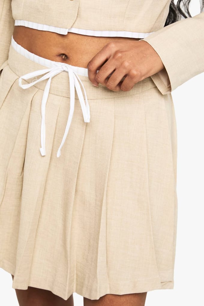 boohoo Dames Tailor-made geweven geplooide mini-rok | Steen | Maat: 36