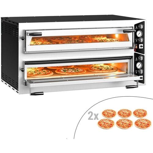 GGM Gastro Elektro Pizzaofen - 6+6x 35cm (Breit) - Manuell Zilver