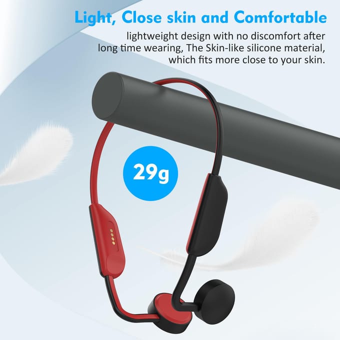 Casque à conduction osseuse M1 BT5.3 Cadre en alliage de titane entièrement en os Pliage Aucune déformation IPX6 noir/rouge