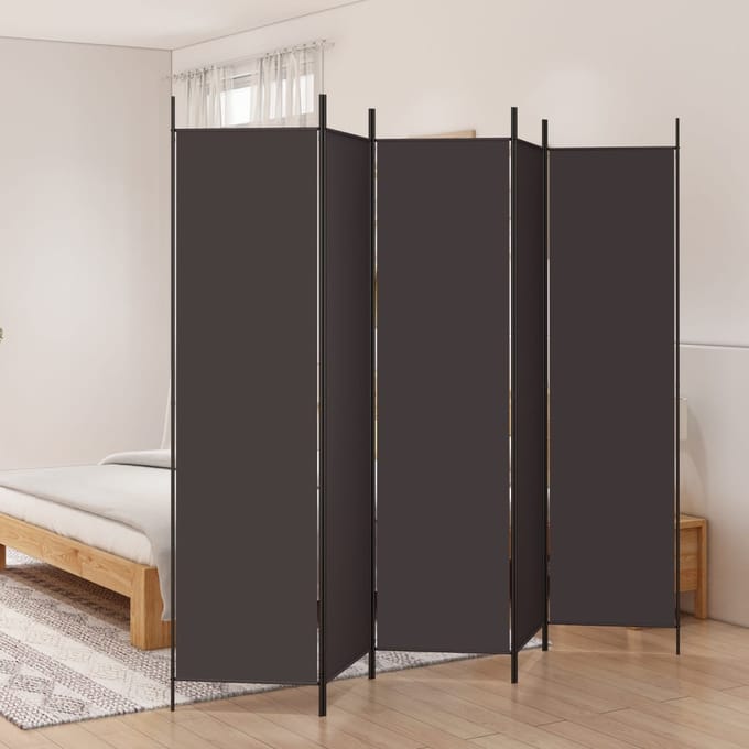 vidaXL - Kamerscherm - met - 5 - panelen - 250x200 - cm - stof - bruin