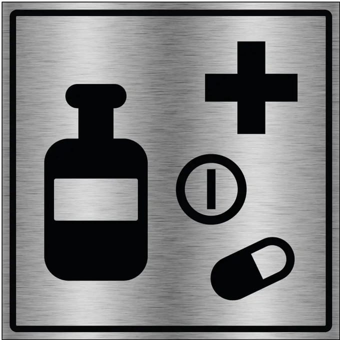 Medicijnen bord - gecoat brushed aluminium | 20 x 20 cm