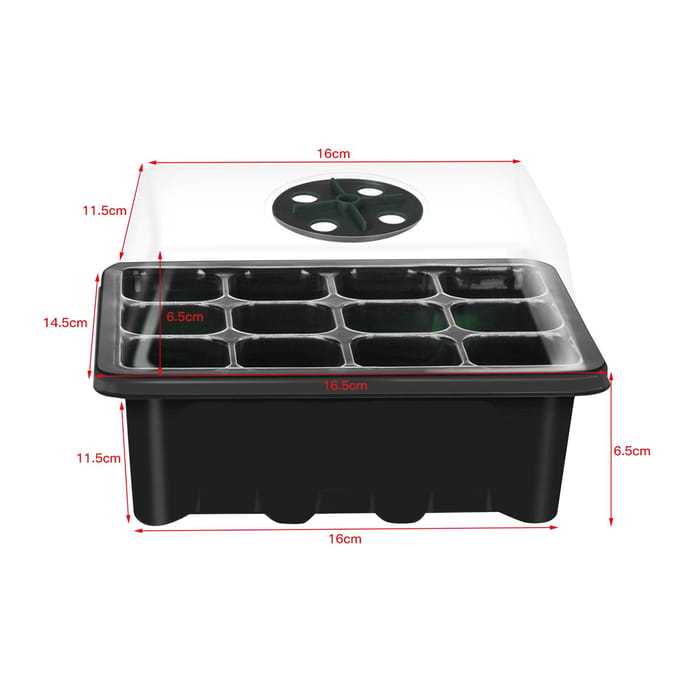 10 Set Zaadtrays Zaailingen Startertray (12 Cellen per Tray) met Verstelbare Koepeldeksels en Basis Plus groen