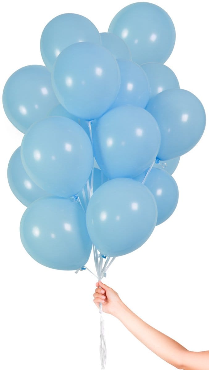 Lichtblauwe Ballonnen met Lint 23cm - 30 stuks