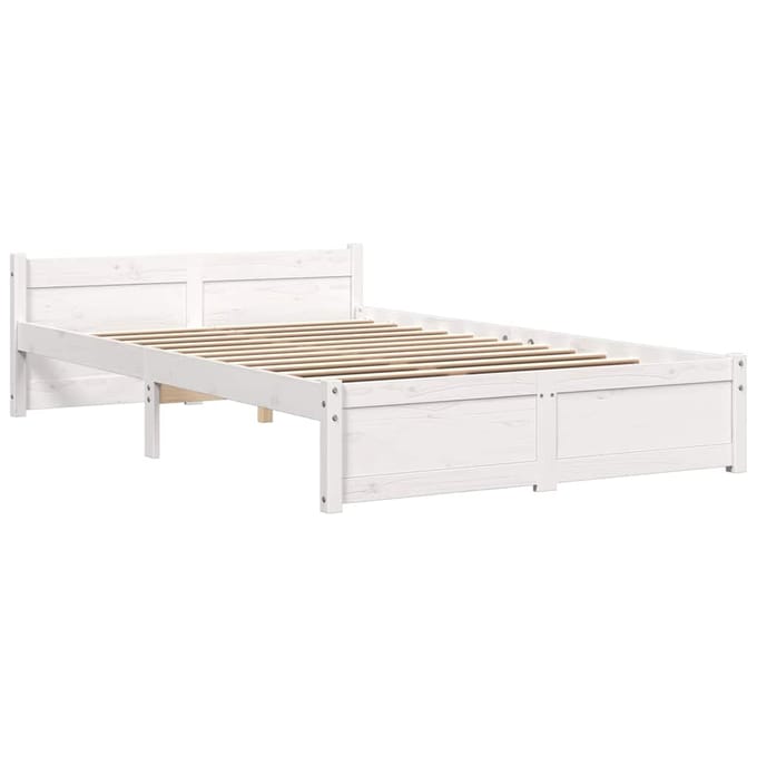 vidaXL - Bedframe - massief - hout - wit - 120x200 - cm