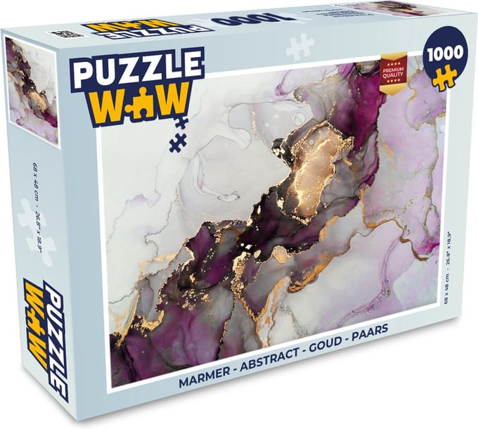 Puzzel Marmer - Abstract - Goud - Paars - Legpuzzel - Puzzel 1000 stukjes volwassenen