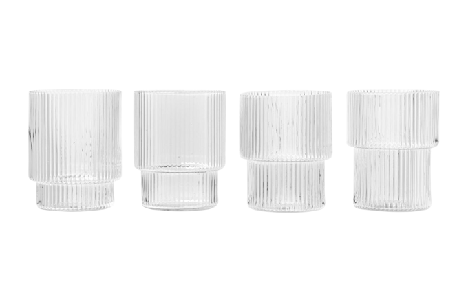 Ferm Living - Ripple Glazen (set van 4) - clear - transparant