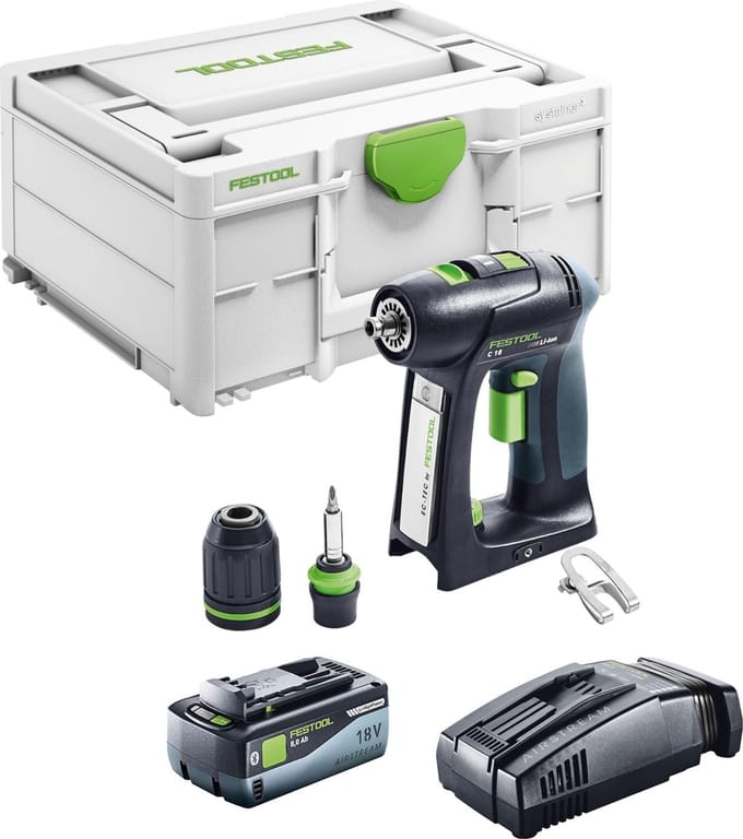 Festool C 18 Basic accuboormachine 18 V 45 Nm borstelloos + 1x accu 8,0 Ah + snellader + Systainer