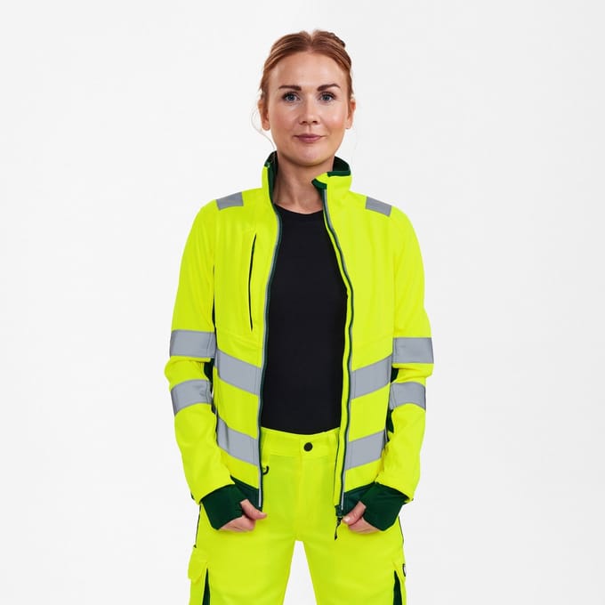 Engel Safety softshell jack voor dames 1156-237 - Hi-vis Yellow / Green - M