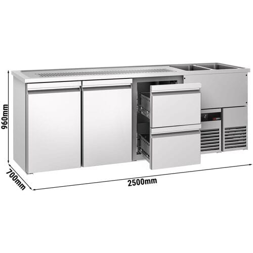 GGM Gastro Biertheke PREMIUM - 2500x700mm - 2 Türen & 2 Schubladen