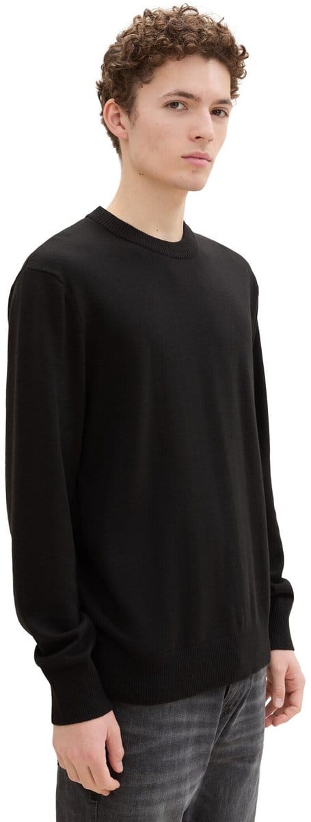 Tom Tailor Denim - Basic gebreide trui van katoen - Maat M - Black