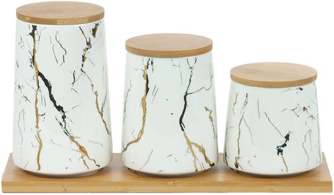 BRICARD VOORRAADBUSSENSET 3-DELIG WIT + BAMBOO DIENBLAD