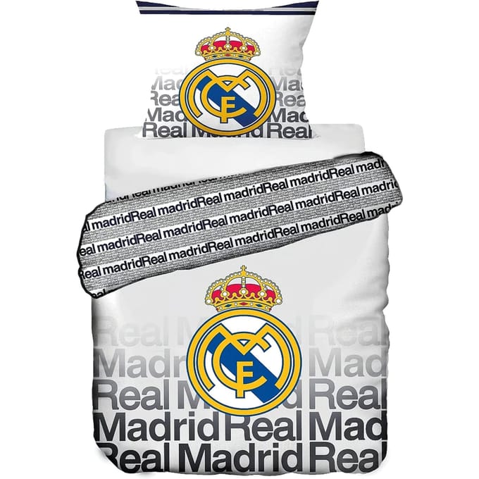 Real Madrid C.F. Dekbedovertrek - Eenpersoons - 140x200 cm - Wit