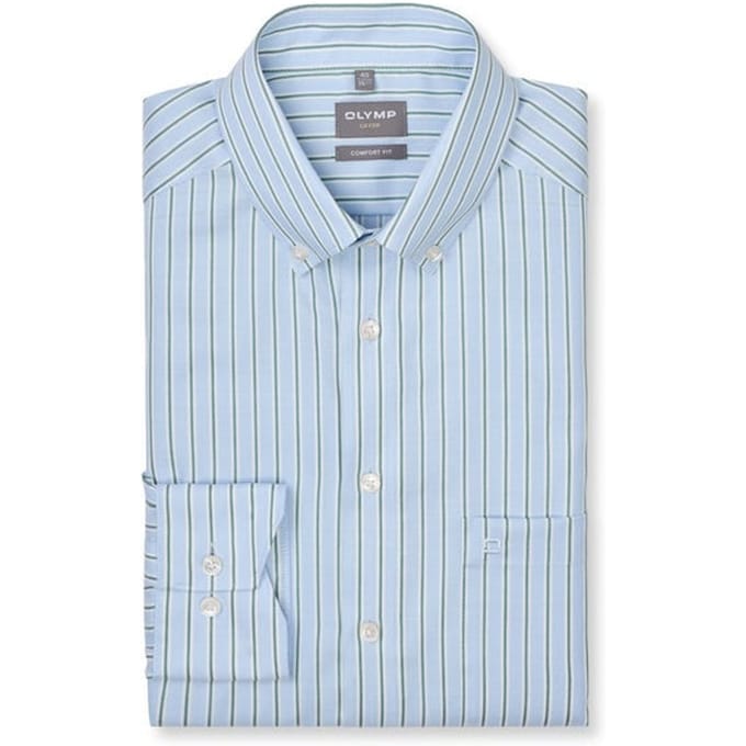 OLYMP Luxor Overhemd, Comfort Fit, Button-down, Bleu