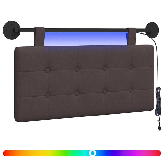 vidaXL - Hangend - hoofdbord - Met - LED-verlichting - Donkerbruin - Stof