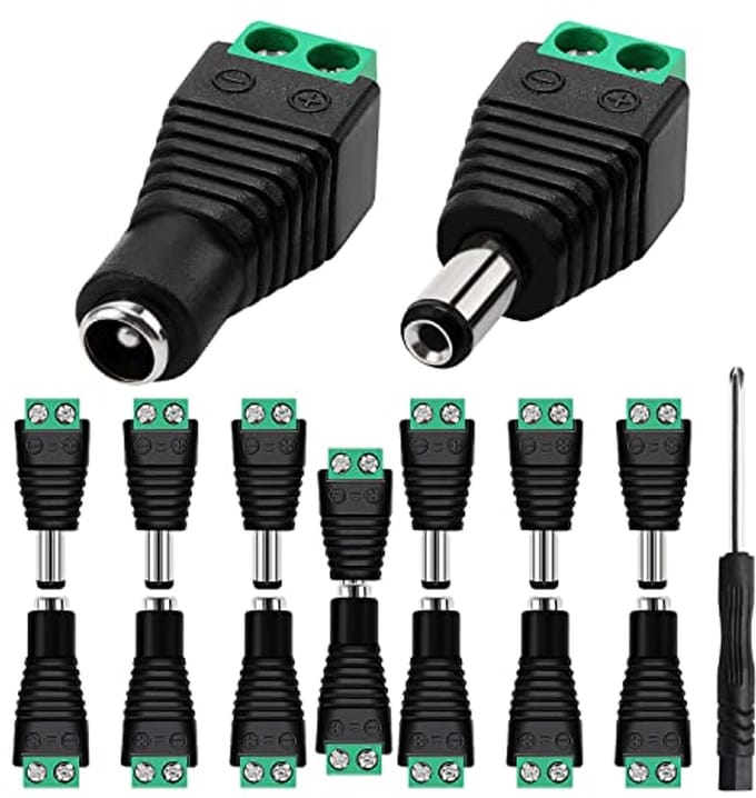 7 Pairs 5.5mm x 2.1mm DC Power Connector Plug Adapter for CCTV Camera