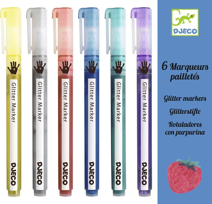 Djeco kleuren 6 Glitter Markers - Classic