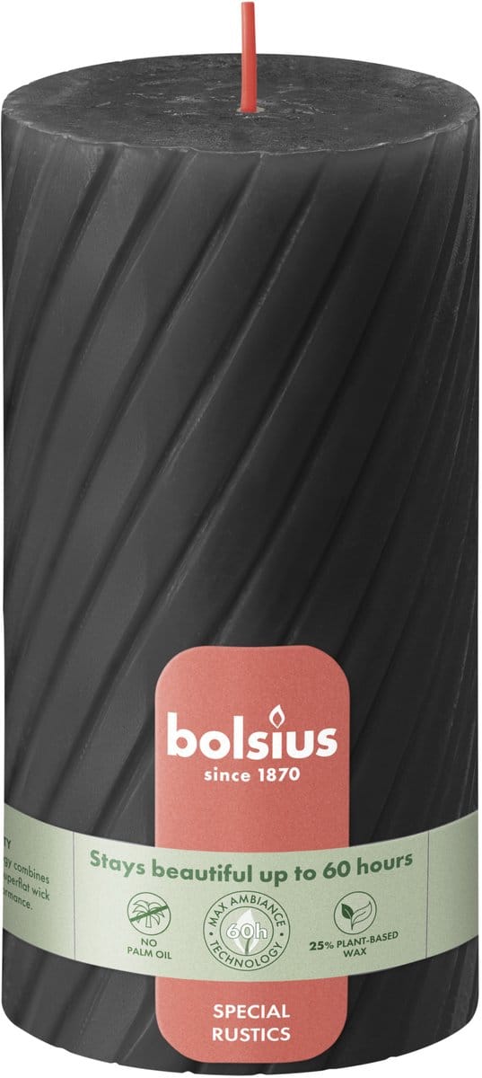 Bolsius Rustiek twist stompkaars 130/68 Stormy Grey (1 stuk)