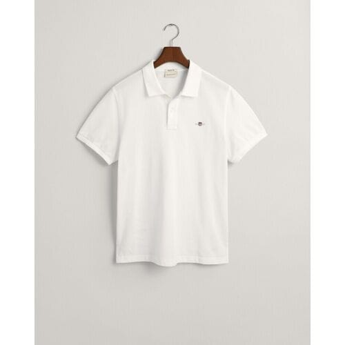 Gant Polo Fine Shield Short Sleeve Piqué Uni Wit / male