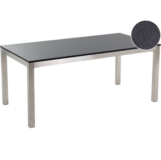 GROSSETO - Tuintafel - Zwart/RVS - 90 x 180 cm - Graniet