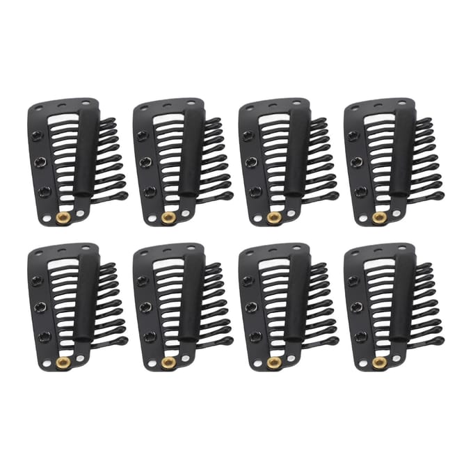 100 stuks Haarverlengingsclips Multifunctioneel 38mm 10 Tanden Pruikclips voor Haarverlengingen DIY Zwart gray
