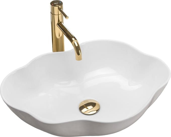 Rea Pearl White Opzetwastafel Wit 50,5x38 cm